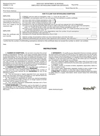 Kentucky Department of Revenue Employee's Withholding Exemption Certificate (2022)